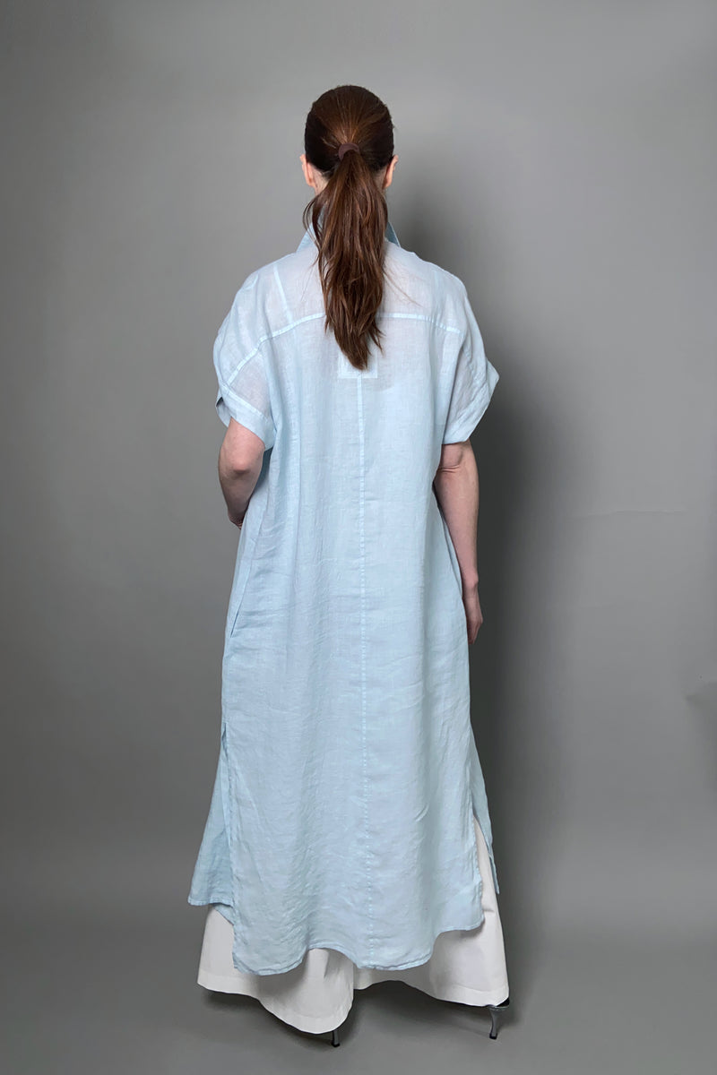 Antonelli Moena Linen Duster-Dress in Sky Blue
