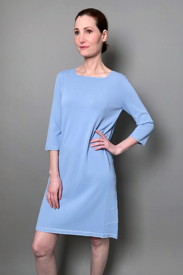 D. Exterior Viscose Knit Shirt Dress in Sky Blue