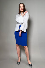 D. Exterior Knit Pencil Skirt in Cobalt Blue