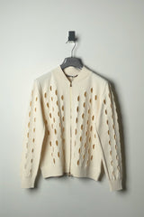 D. Exterior Cut Out Cardigan in Cream