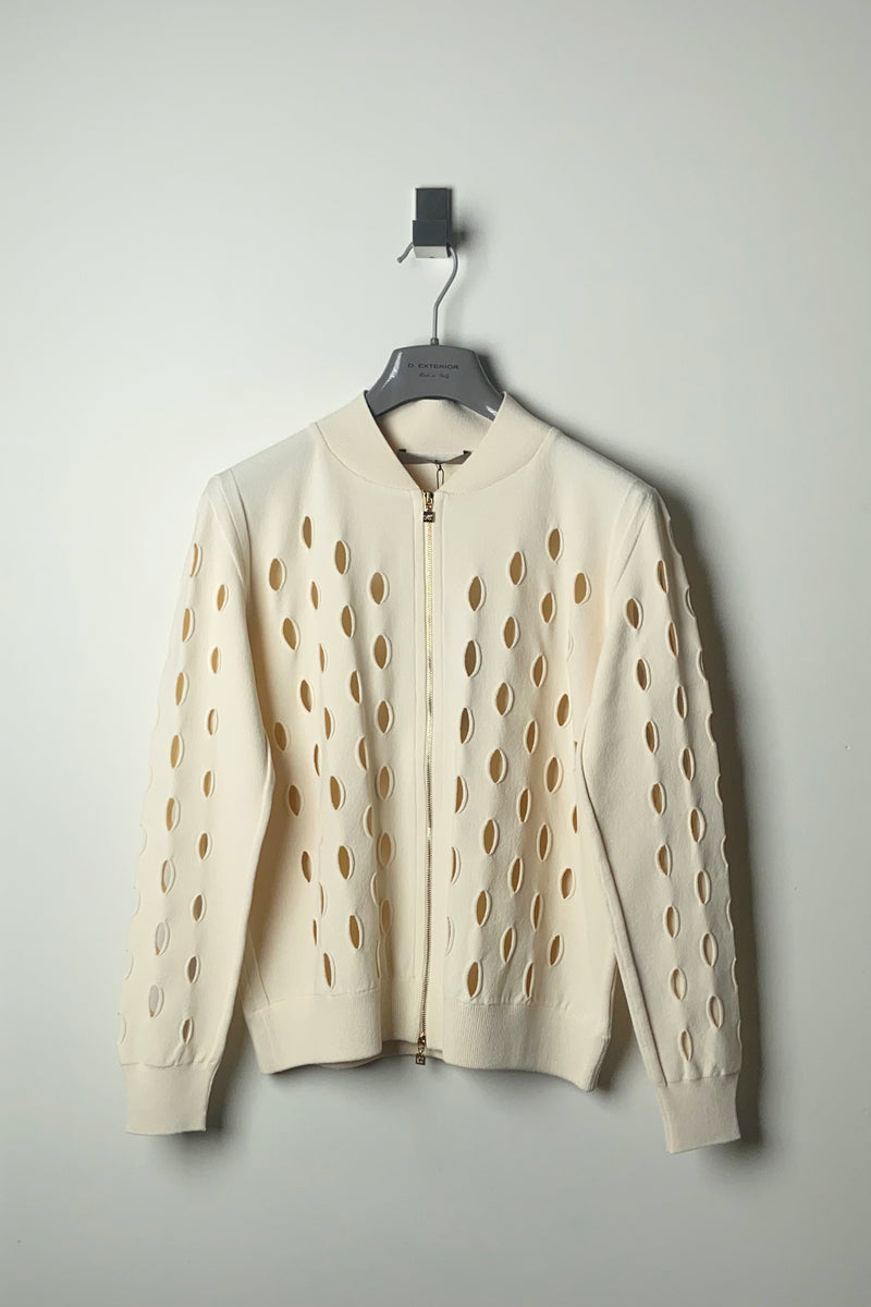 D. Exterior Cut Out Cardigan in Cream