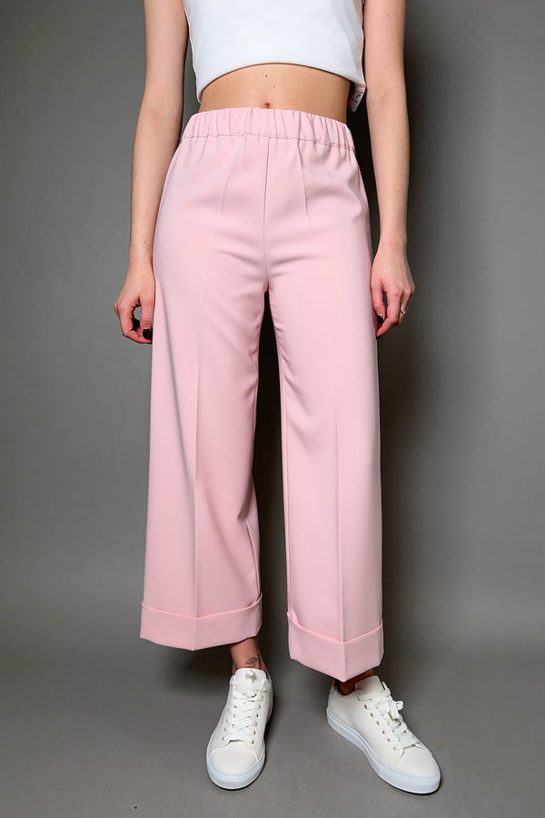 D. Exterior Wide Cropped Cady Trousers in Pink
