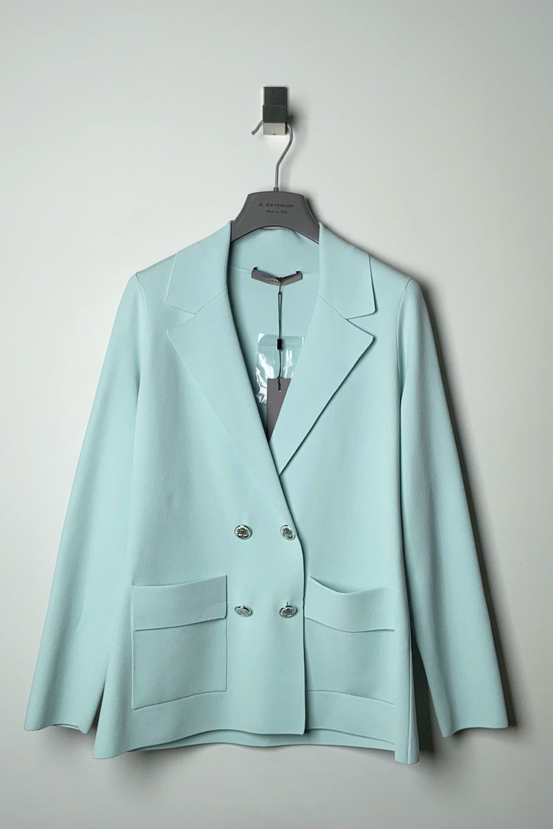 D. Exterior Double Breasted Knit Blazer in Aqua