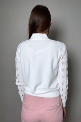 D. Exterior Cut Out Cardigan in White