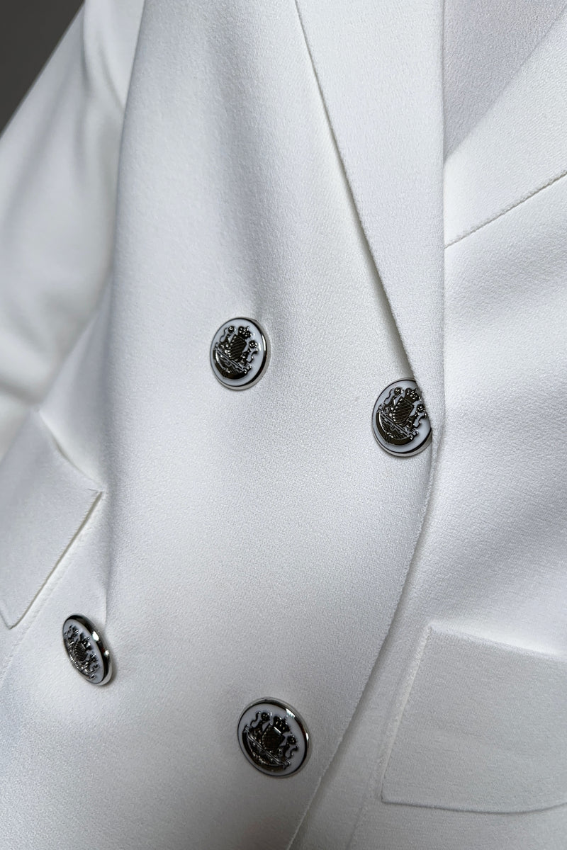 D. Exterior Double Breasted Knit Blazer in White Vancouver. Shop Online or in Store.
