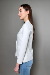 D. Exterior Double Breasted Knit Blazer in White Vancouver. Shop Online or in Store.