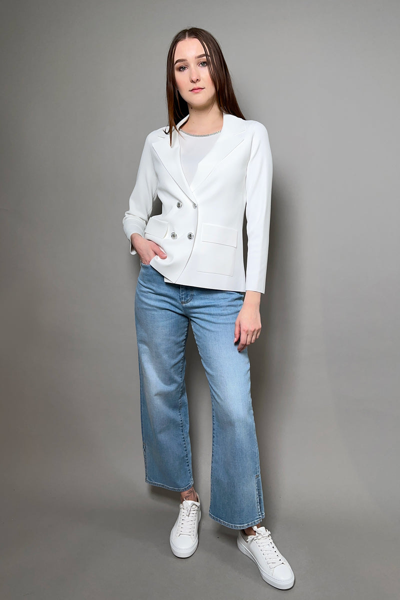 D. Exterior Double Breasted Knit Blazer in White Vancouver. Shop Online or in Store.