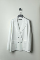 D. Exterior Double Breasted Knit Blazer in White Vancouver. Shop Online or in Store.