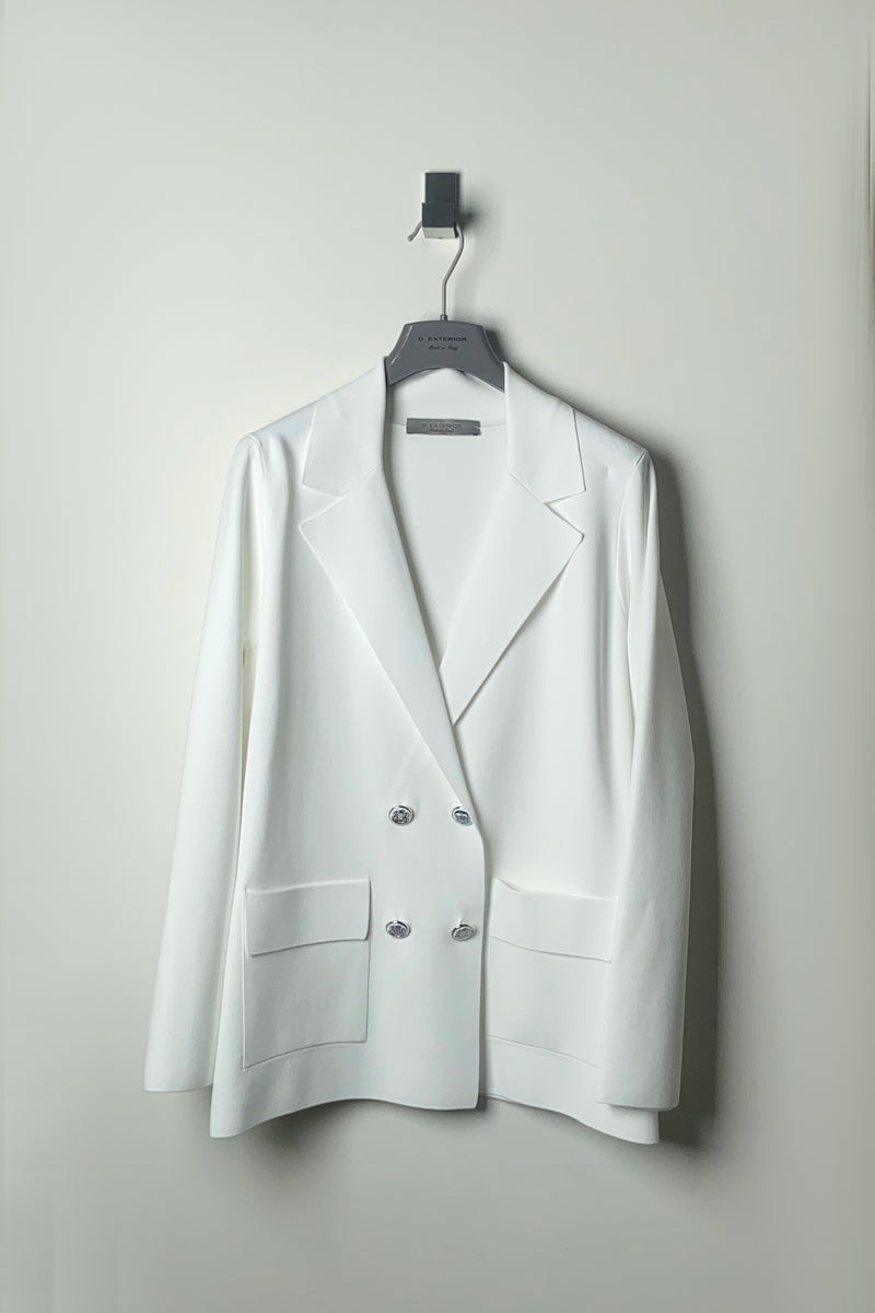 D. Exterior Double Breasted Knit Blazer in White Vancouver. Shop Online or in Store.