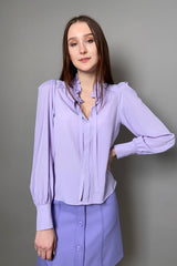 Dorothee Schumacher New Arrivals Modern Flow Blouse in Powder Lilac - Ashia Mode