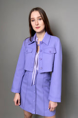 Dorothee Schumacher New Arrivals Cropped Casual Attraction Jacket in Adored Lilac - Ashia Mode