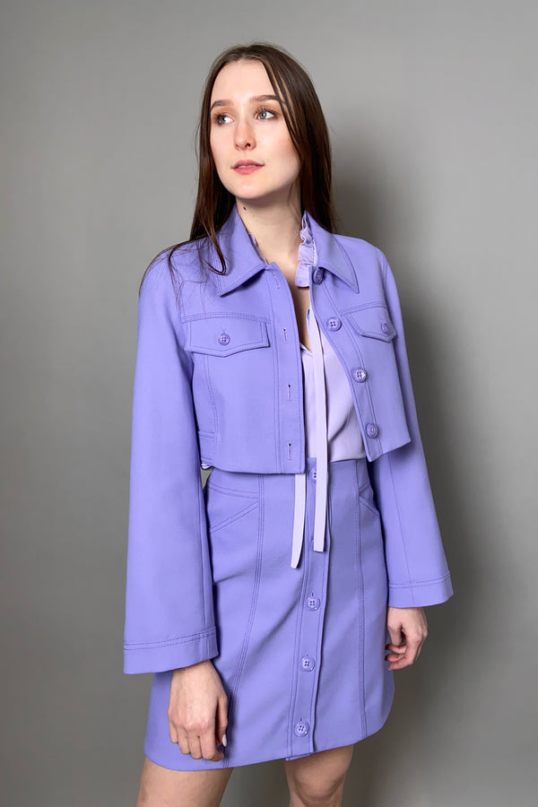 Dorothee Schumacher New Arrivals Cropped Casual Attraction Jacket in Adored Lilac - Ashia Mode