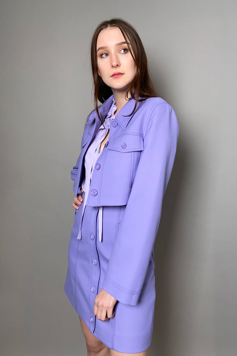 Dorothee Schumacher New Arrivals Cropped Casual Attraction Jacket in Adored Lilac - Ashia Mode