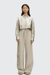 Dorothee Schumacher New Arrivals Emotional Essence Cargo Pants in Soft Beige - Ashia Mode