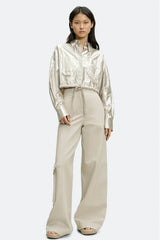 Dorothee Schumacher New Arrivals Emotional Essence Cargo Pants in Soft Beige - Ashia Mode