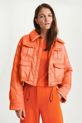 Dorothee Schumacher New Arrivals Cozy Coolness Jacket in Spiced Orange - Ashia Mode