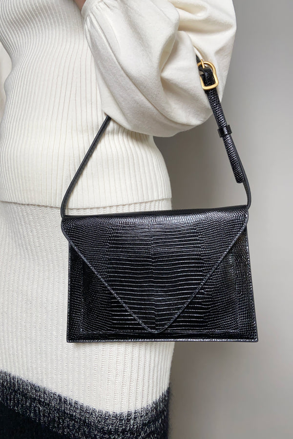 Dorothee Schumacher Sale Textured Luxe Envelope Purse in Pure Black - Ashia Mode