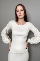 Dorothee Schumacher Sale Sleek Ribs Pullover in Off White - Ashia Mode