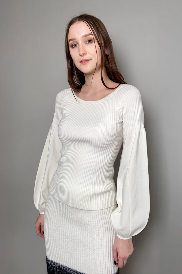 Dorothee Schumacher Sale Sleek Ribs Pullover in Off White - Ashia Mode