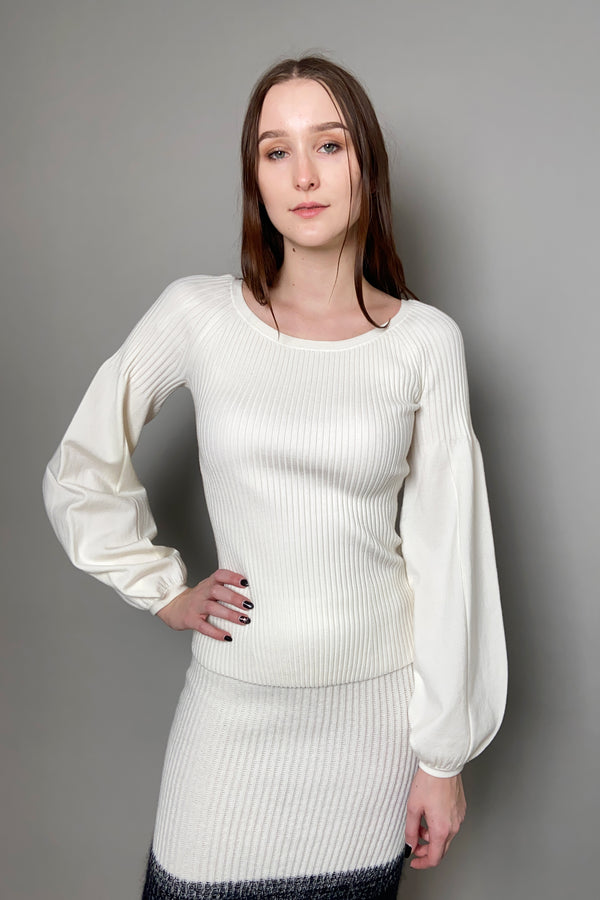 Dorothee Schumacher Sale Sleek Ribs Pullover in Off White - Ashia Mode