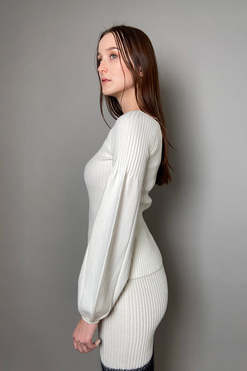 Dorothee Schumacher Sale Sleek Ribs Pullover in Off White - Ashia Mode