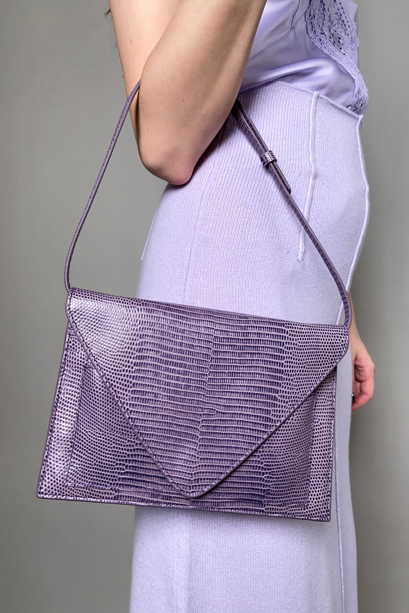 Dorothee Schumacher Sale Textured Luxe Envelope Purse in Wild Orchid Lilac - Ashia Mode