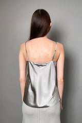 Dorothee Schumacher New Arrivals Shiny Ease Top in Pewter - Ashia Mode