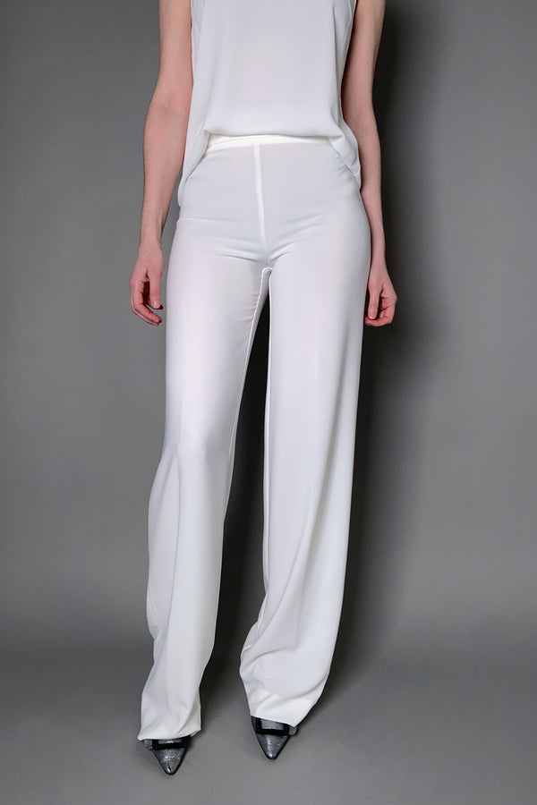 D. Exterior Long Straight Leg Crepe Pants in Off White