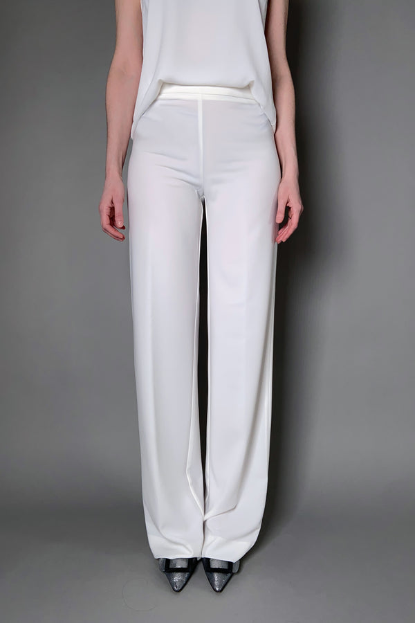 D. Exterior Long Straight Leg Crepe Pants in Off White