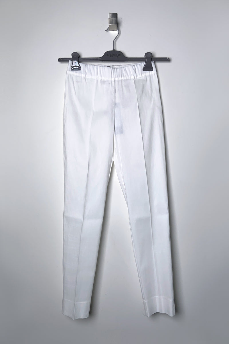 D. Exterior Stretch Linen Pants in White