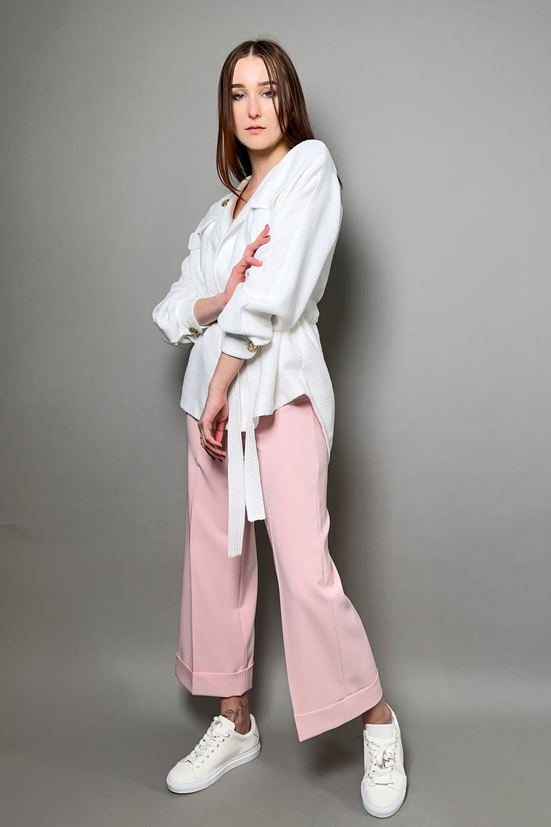 D. Exterior Wide Cropped Cady Trousers in Pink