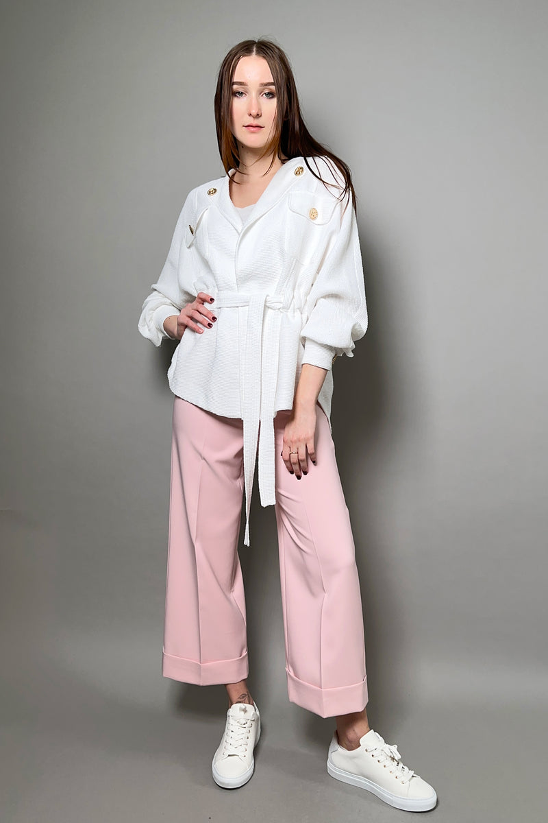 D. Exterior Wide Cropped Cady Trousers in Pink