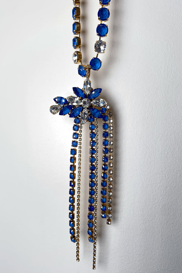 Erickson Beamon Long Gold Swarovski Necklace with Hanging Pendant