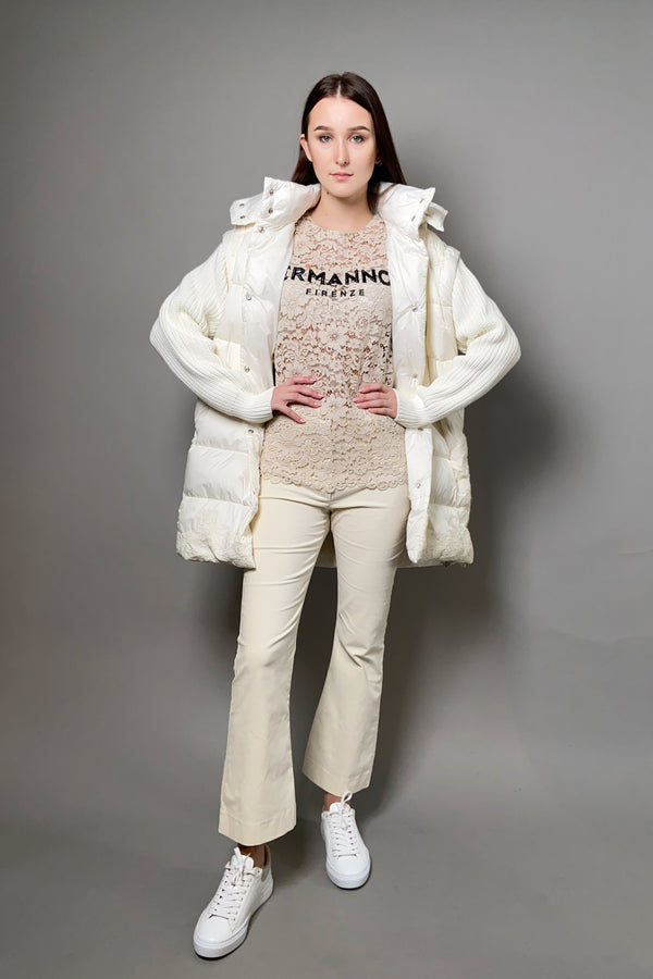 Ermanno Scervino Firenze Vest Coat with Lace Detail in Cream