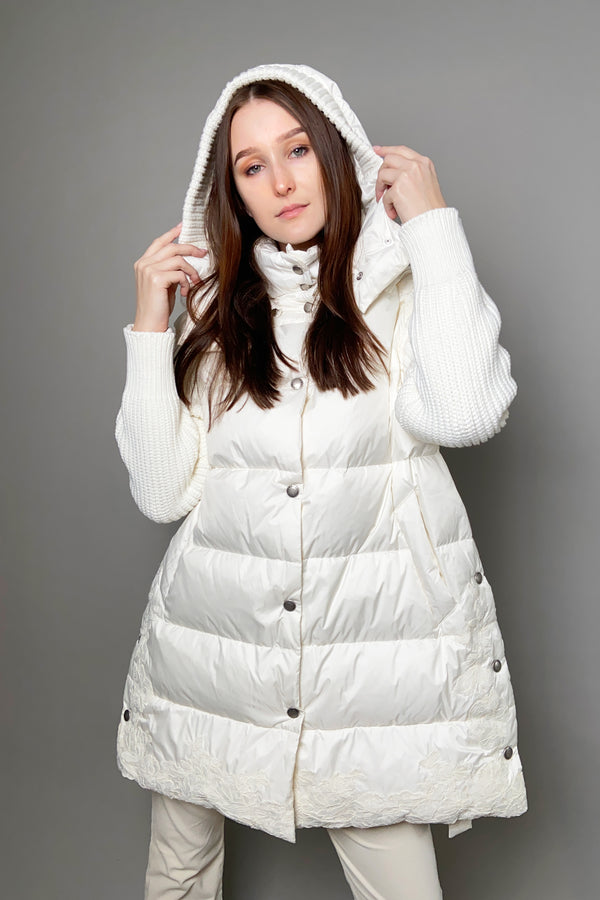 Ermanno Scervino Firenze Vest Coat with Lace Detail in Cream