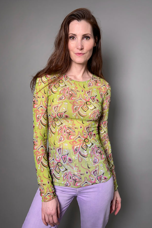 Emilio Pucci Africana-Print Top in Lime Green