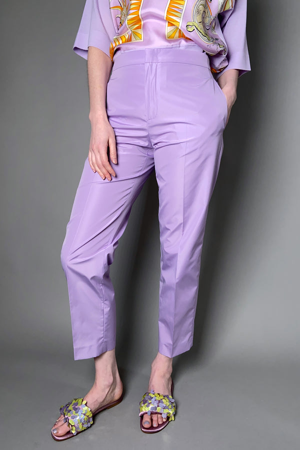 Emilio Pucci Cropped Straight Leg Taffeta Trousers in Lilac
