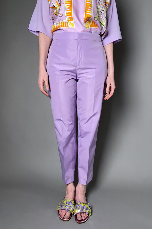 Emilio Pucci Cropped Straight Leg Taffeta Trousers in Lilac