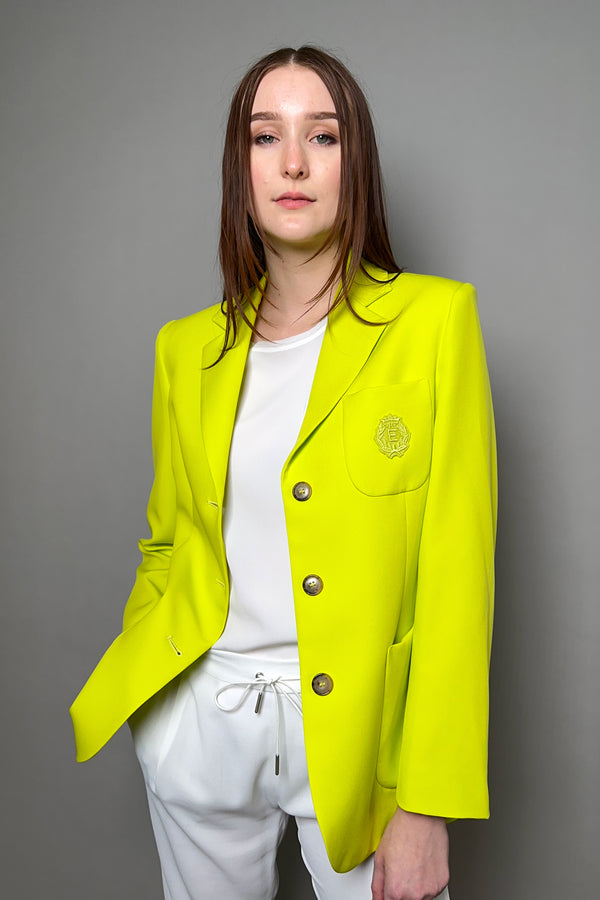 Ermanno Scervino Firenze Blazer with Crest in Neon Yellow-Green