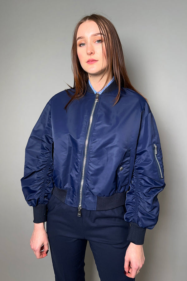 Ermanno Scervino Firenze Navy Bomber Jacket with Lace Appliqué
