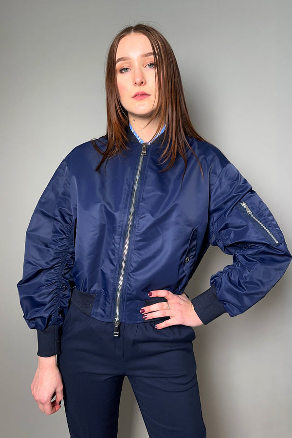 Ermanno Scervino Firenze Navy Bomber Jacket with Lace Appliqué
