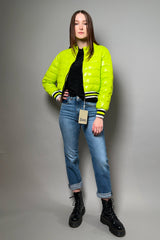 Herno New Arrivals Cropped High Gloss Padded Jacket in Acid Green - Ashia Mode