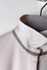 Fabiana Filippi Jersey Shirt with Brilliant Beading Detail in Ecru