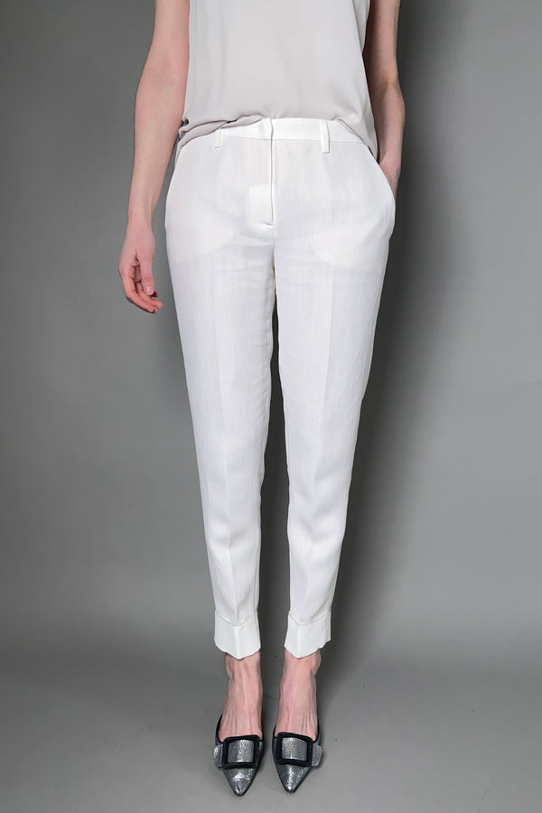 Fabiana Filippi Linen Trousers with Brilliant Cuff in Cream
