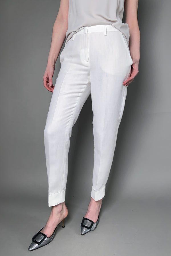 Fabiana Filippi Linen Trousers with Brilliant Cuff in Cream