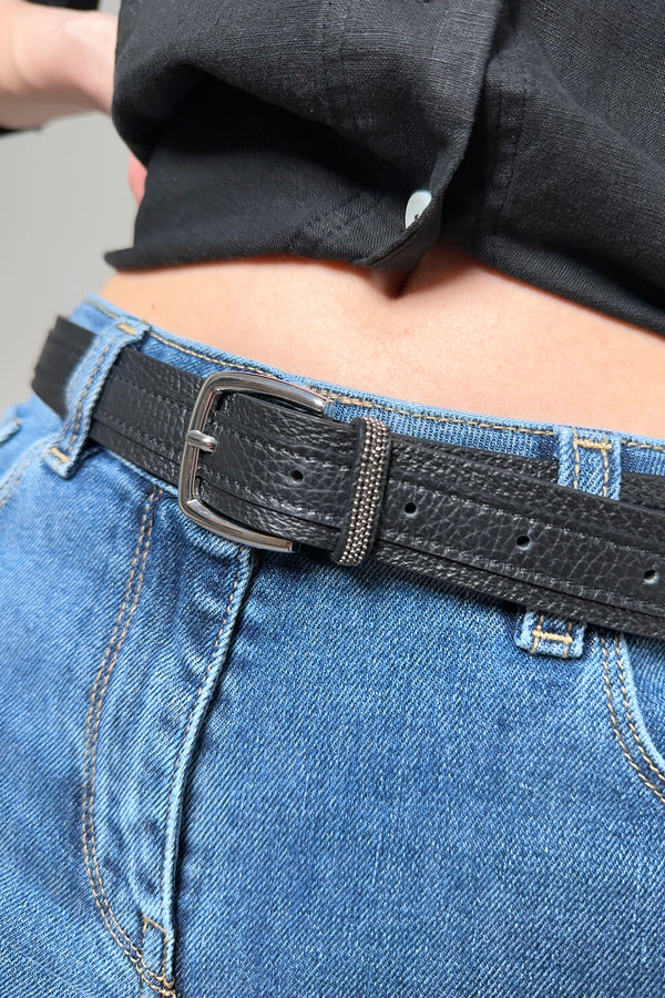 Fabiana Filippi Leather Belt with Brilliant Detail in Black