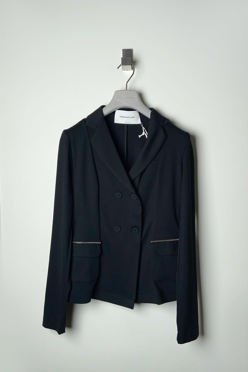 Fabiana Filippi Fitted Jersey Knit Blazer in Black