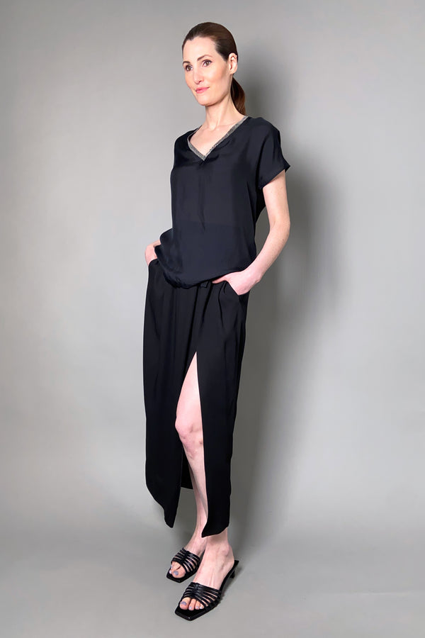 Fabiana Filippi Silk Crepe Midi-Skirt in Black