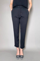 Fabiana Filippi Silk Crepe Jogger Pants with Brilliant Beading in Black