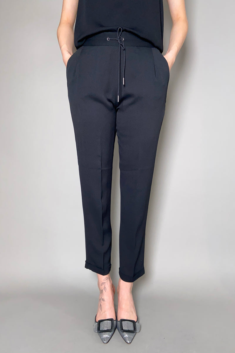 Fabiana Filippi Silk Crepe Jogger Pants with Brilliant Beading in Black